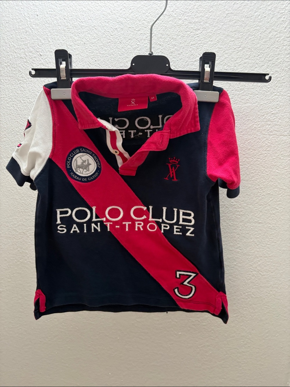 Polo by Ralph Lauren Navy & Red Kids Polo with Diagonal Stripe - 4A limited edit